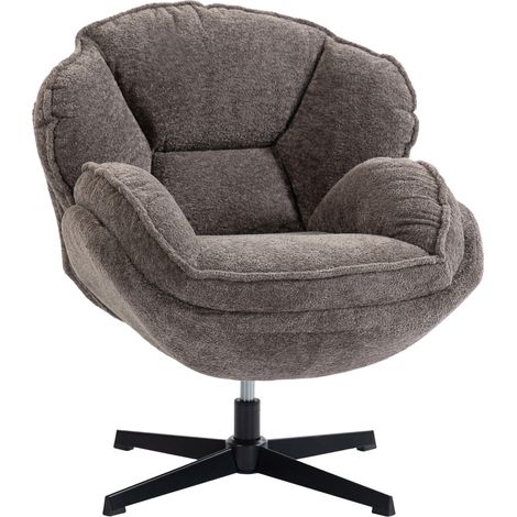 Fauteuil à oreilles velours gris pivotant 360° piètement quatre branches ressorts S