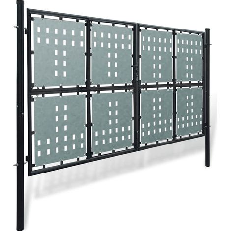 vidaXL Puerta de valla individual negra de 300 x 150 cm (1/2)