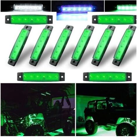 Lot de 10 feux de roche à LED, bandes lumineuses, lumières de passage de roue, lumières LED sous-lumineuses pour camions, voiturette de golf, Jeep Wrangler, RZR, Offroad, F150, F250, motoneige (vert) (1/4)