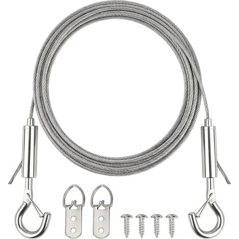 Kit de Suspension Cimaise pour Tableau et Miroir, Cable Acier Inoxydable 2m, Fixation Cadre Lourd, Système Réglable Luminaire Panneau, 2 Crochets 4 Vis, Supporte jusqu'à 30kg - (1/5)