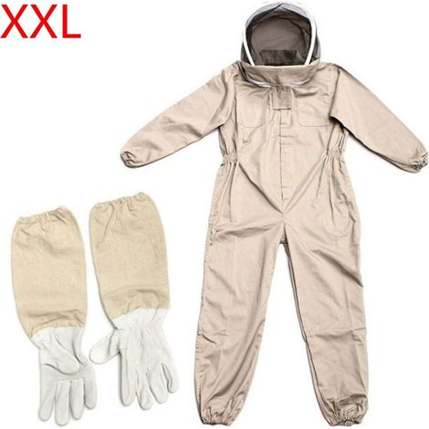Tuta da apicoltore - Abbigliamento professionale per apicoltori con guanti, abbigliamento protettivo con cappuccio per apicoltori contro le vespe, attrezzatura anti-vespe, abbigliamento XXL + guanti (1/5)