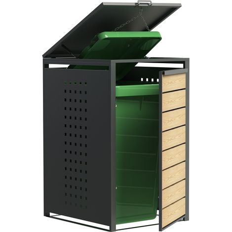 Mülltonnenunterstand Gardiun Liam 68x80x116 cm Verzinkter Stahl  Modulares Mülltonnenversteck Öffnung von oben (1/5)