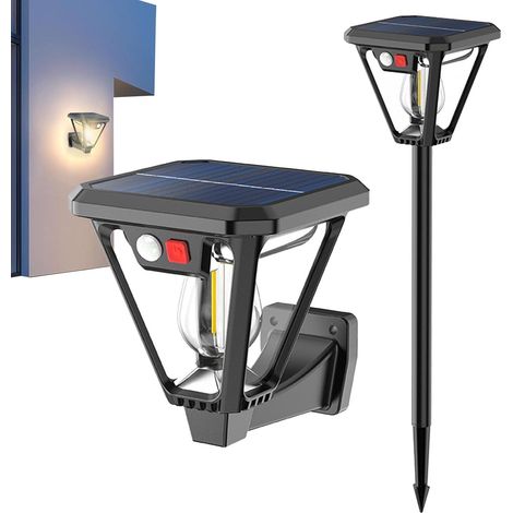 Ensemble de lampes murales d'extérieur solaires – Lampe de jardin LED avec détecteur de mouvement, luminaire étanche IP65  Dispositif d'éclairage de cour de terrasse de porche à économie d'énergie