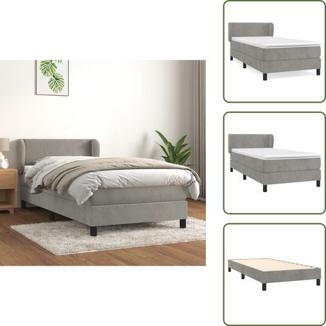 Sommier à lattes de lit et matelas Gris clair 80x200 cm Velours - Lit Plateforme - Lit Velours - Lit Double - Literie - Chambre À Coucher (1/5)