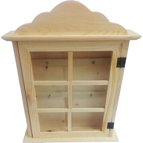 Trade Shop - Cassetta Porta Chiavi 1 Anta Vetro Portachiavi Appendichiavi Legno Scatola Casa -