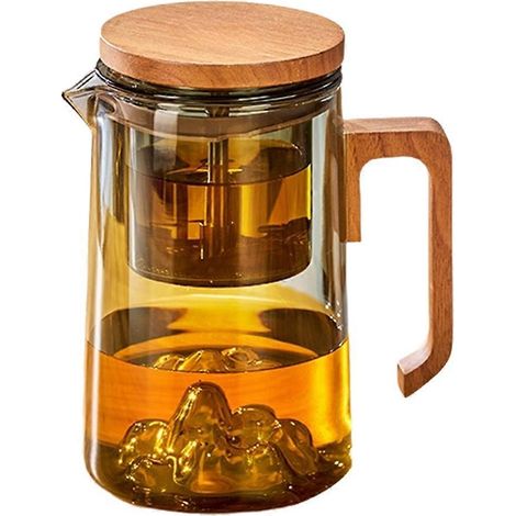 Cafetière avec filtre en verre résistant à la température, théière à filtration en un clic (1/5)