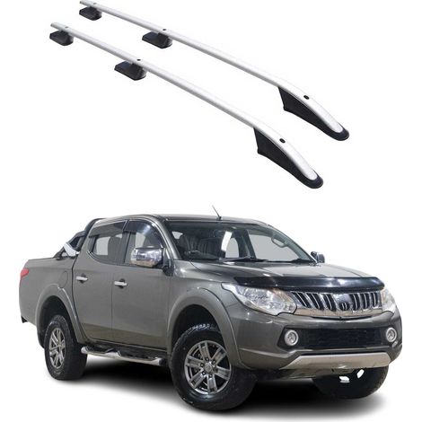 OMAC Barres de Toit longitudinales pour Mitsubishi L200 DoubleCab 2015-26 L2 Alu Gris