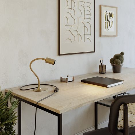 Lampada da scrivania MAG-Y con Flex, base metallica ovale e luce spot (1/4)
