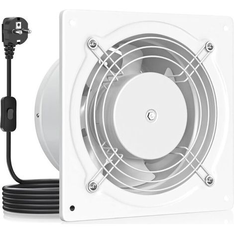 Extracteur d'air 150mm - 525m³/h Salle de Bain Silencieux avec Clapet antiretour, Interrupteur, Prise, 38W Ventilation industriel pour Fenêtre Mural Plafond VMC, Blanc (1/5)