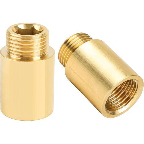 Extensión para grifo G1/2" x 30 mm, extensión roscada de latón (rosca interna Ø 19,5 mm x rosca externa Ø 20,3 mm), para sistemas de agua potable y calefacción, paquete de 2 (1/3)