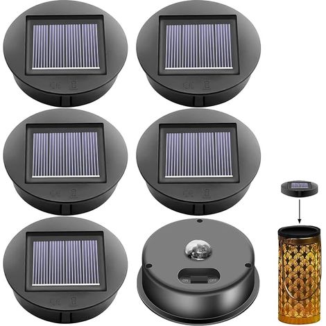 Set di 6 luci solari di ricambio: φ 8 cm - Luce solare di ricambio con LED trasparente - Impermeabile IP65 - Pannello solare di ricambio - Pannello solare di ricambio per lanterna solare da giardino (1/5)