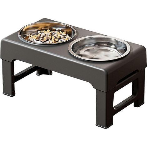 Gamelle surélevée pour chien, avec 3 hauteurs réglables, antidérapante, pour l'intérieur et l'extérieur (noir). (1/5)