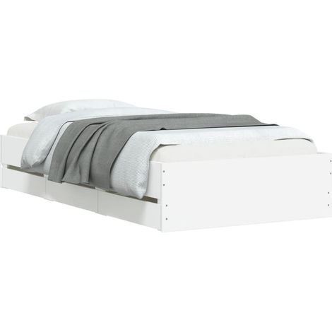 vidaXL Cadre de lit avec tiroirs sans matelas blanc 90x190 cm