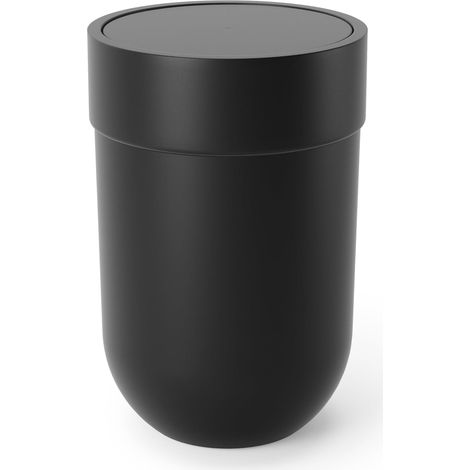 Touch Poubelle de salle de bain. couvercle rotatif. Coloris noir. 5.9L. Dimension 19x26cm (1/5)