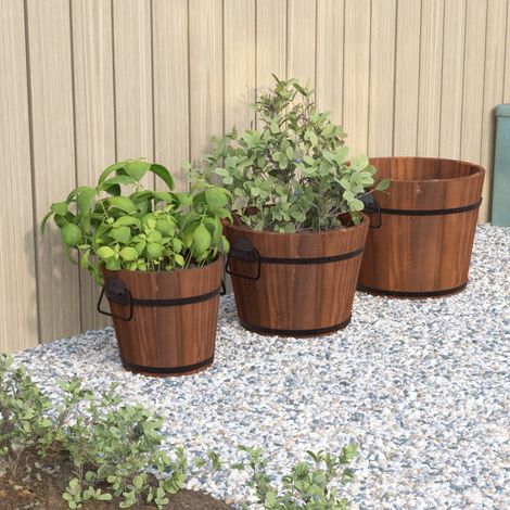 Ensemble de jardinière godet 3 pcs Bac A Fleur bois massif de sapin 41529 (1/5)