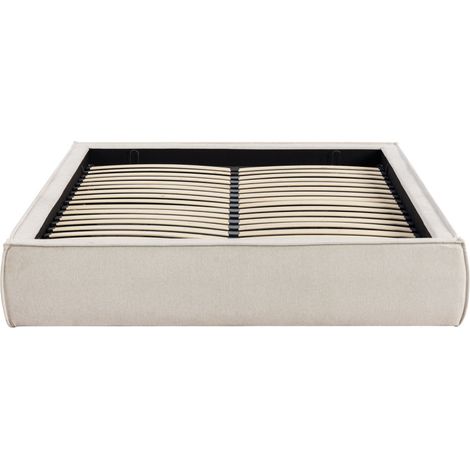 Lit coffre en tissu 160x200cm - Beige - Liberio (1/5)