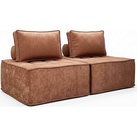 Lot de 2 fauteuils en tissu pour canapé modulable coussin terracotta - Tiby
