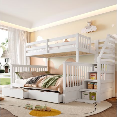 Bett Etagenbett mit Stauraum 90x200 140x200 Kiefer OKMYHOME (1/5)