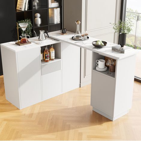 MEUBLIV Kücheninsel 210 x 30 x 100,9 cm Weiß – drehbar (1/5)