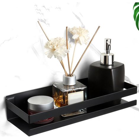 Étagère de salle de bain nordique en acier inoxydable noir, sans perçage, 40 cm (1/5)