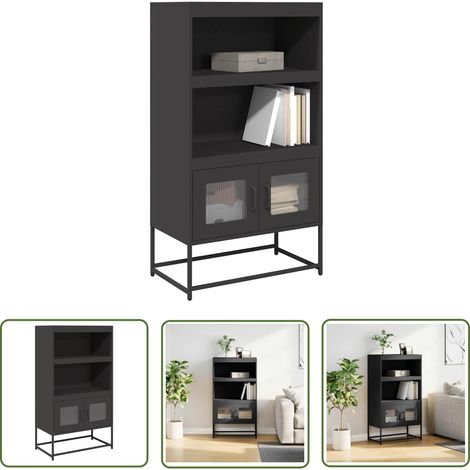 vidaXL Buffet haut noir 68x39x123 cm acier (1/5)