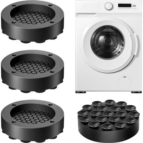 4 Pièces Pied Anti Vibration Machine a Laver, Tapis Anti Vibration Machine à Laver Amortisseur pour Réduire Le Bruit et Les Vibrations, pour Stabiliser les Machines à Laver et les Sèche Linge (Noir) (1/5)