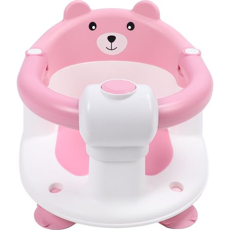 Chaise haute antidérapante pour bébé, siège de bain/siège de douche pour nouveau-né, rose (1/5)