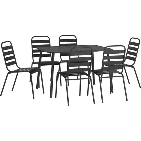 Juego de comedor de jardín muebles de exterior 7 piezas acero antracita 020013923