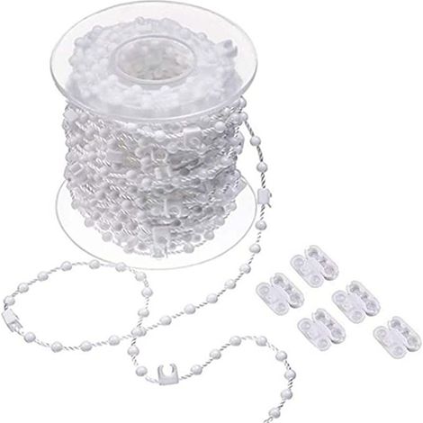 Ensemble de perles inférieures de 20 mètres avec 5 boucles perlées, accessoires pour stores verticaux de 89 mm, accessoires de chaînette de perles pour stores vénitiens verticaux (1/5)