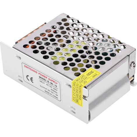 Haofy DC12V Netzteil-Treiber, lange Lebensdauer, hohe Isolierung, LED-Bildschirm-Lichtleistentreiber aus Aluminiumlegierung für CCTV (S-60-12 (klein) (12V/5A/60W) AC100-240V)