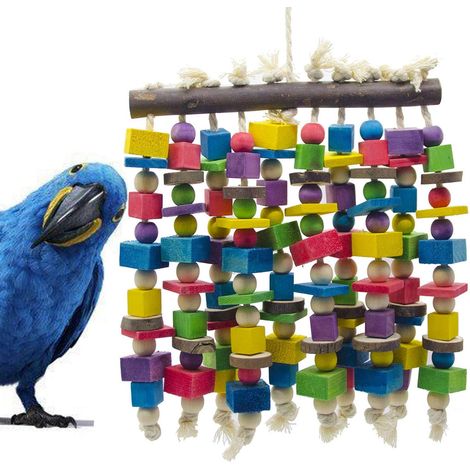 Large Bird Parrot Chewing Toy - Multicolored Natural
