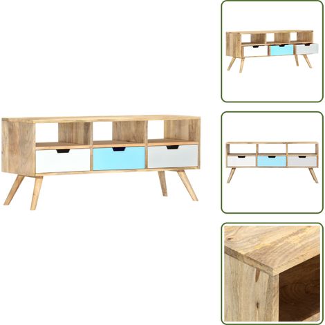 Credenza con cassetti - vidaXL Mobile Porta TV 110x35x48 cm Legno Massello di Mango - Mobile retro