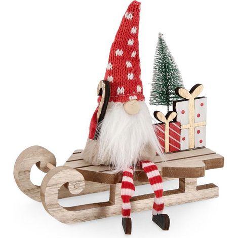 Slitta Babbo Natale "Even" con slitta in legno MDF per villaggi natalizi