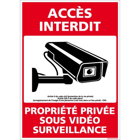 Autocollants de Signalisation Souple – Panneaux de Signalisation Autocollants – Plusieurs tailles au choix – Signalisation Française - Accès interdit, propriété privée sous vidéo surveillance - 300 x