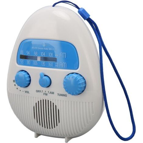 Radio de Douche Portable étanche, Radio de Salle de Bain avec Haut-Parleur intégré, Radio de Douche AM FM à Piles pour Extérieur Intérieur (1/5)