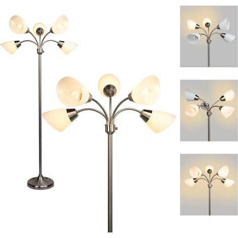 Industrial Floor Lamp with Silver Base for Living Room, Bedroom, Office (1/5)
