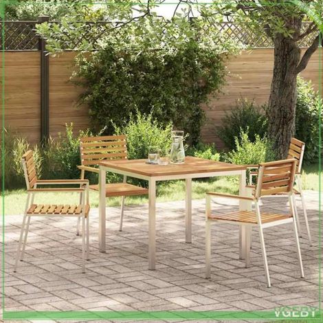 Ensemble de jardin - 7291712451010 - Acacia massif - Cadre inox - 4 places (1/5)
