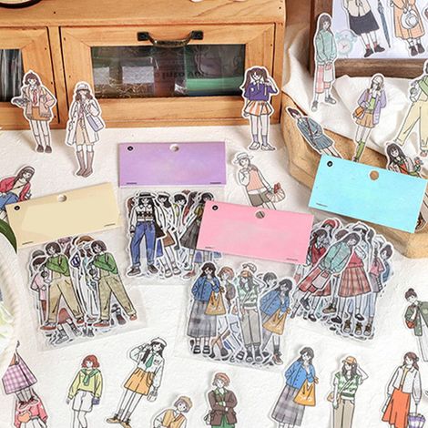 Infeelme Washi-Papier-Stickerbeutel, eine Serie, die das Herz höherschlagen lässt, Dekorationsmaterial für Tagebücher im Streetwear-Stil für Mädchen, 40 Blatt, Zufriedenheit und Ehrgeiz. (1/5)