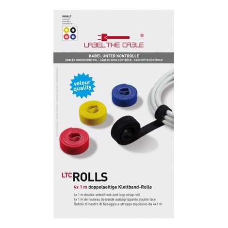 Etichetta per cavi LTC Klettrolle Pro Roll da 25m, nero, per raggruppare e organizzare cavi, modello PRO1210