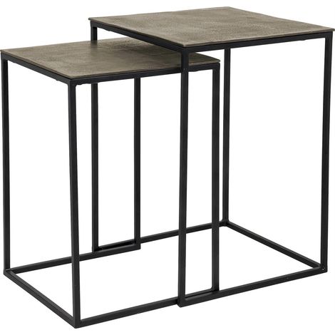 Tables gigognes Finn set of 2 - Champagne sur piètement noir (1/2)