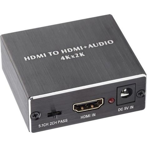 Extracteur Audio HDMI, 4K 2K Convertisseur Séparateur Audio HDMI Convertisseur HDMI vers HDMI + SPDIF + Adaptateur Convertisseur (1/4)