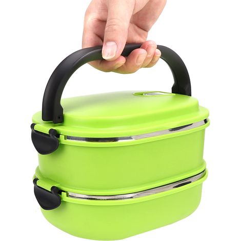 Boîte à déjeuner Thermique, boîte à déjeuner en Acier Inoxydable avec Isolation Portable pour Adultes (2 Couches) (1/5)