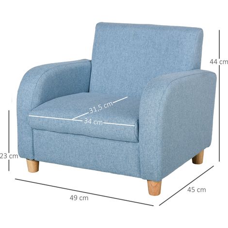 Kindersessel Kindersofa mit Leinen-Optik, massiven Holzfüßen Sessel aus Schaumstoff Kinderstuhl für Kinderzimmer, Spielzimmer, 49 x 45 x 44 cm, für Kinder 3-5 Jahre Blau (1/5)