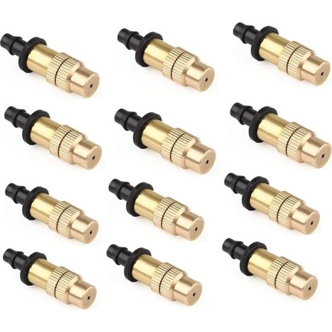 12 Pcs Adjustable Irrigation Sprinklers Adjustable Mist Nozzle Atomizer Nozzle Brass Micro Jet Agricultural Spray Tool for Irrigation System Garden Watering Sprinkler Sprayer (1/5)