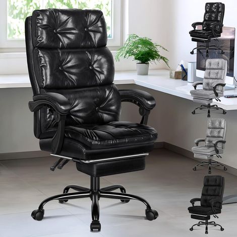 Bürostuhl Ergonomisch mit Fußstütze Hohe Rückenlehne Neigbar PU-Leder (1/5)