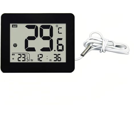 Thermomètre Digital Intérieur Extérieur, Ecran LCD HD Max/Min, Mesure la Température de l'Eau de la Baignoire avec Sonde Imperméable pour Salle de Bain Chambre Salon (1/5)