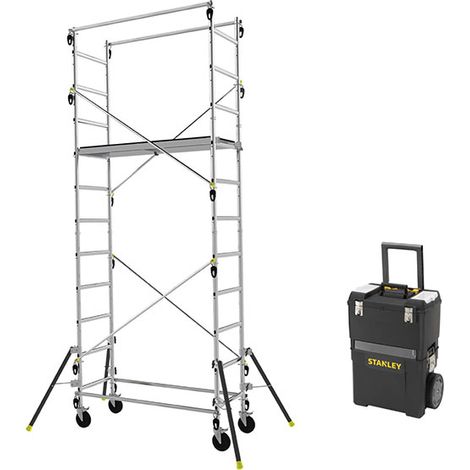 Rollgerüst aus Aluminium : Arbeitshöhe 4.70m maxi + Werkstattwagen - 347703-SERVANTE
