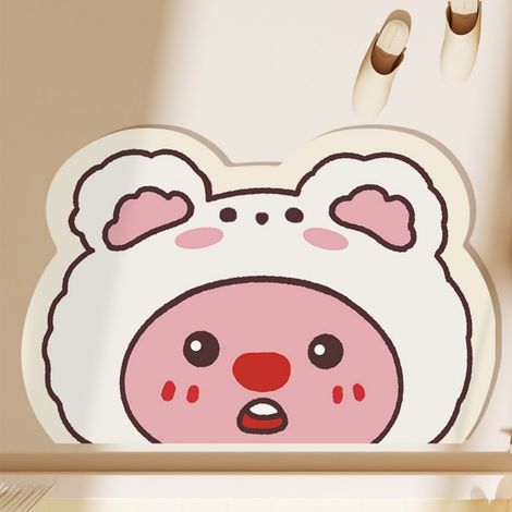 Salle de bain - Bear Lulu 03 4060cm Boue de diatomées Tapis de sol mignon en terre de diatomées, motif dessin animé, idéal pour la maison, l'entrée de salle de bain, absorbant l'eau, antidérapant, ta (1/4)