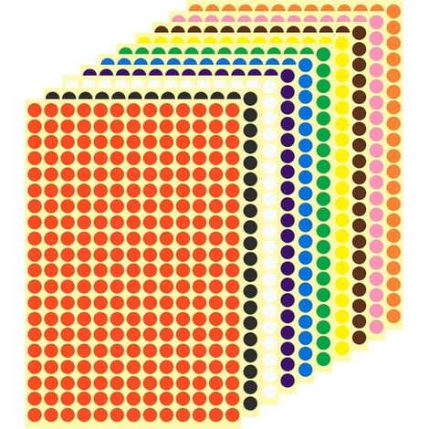 Étiquettes autocollantes rondes de 8 mm, 16 couleurs, 48 feuilles (1/5)
