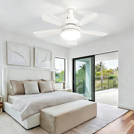 Ventilateur de plafond avec lumière et télécommande – Lampe de plafond avec ventilateur, silencieux, CRI≥85, 45 cm, minuterie, 3000K-6500K dimmable LED – pour chambre, salle à manger, salon (1/5)